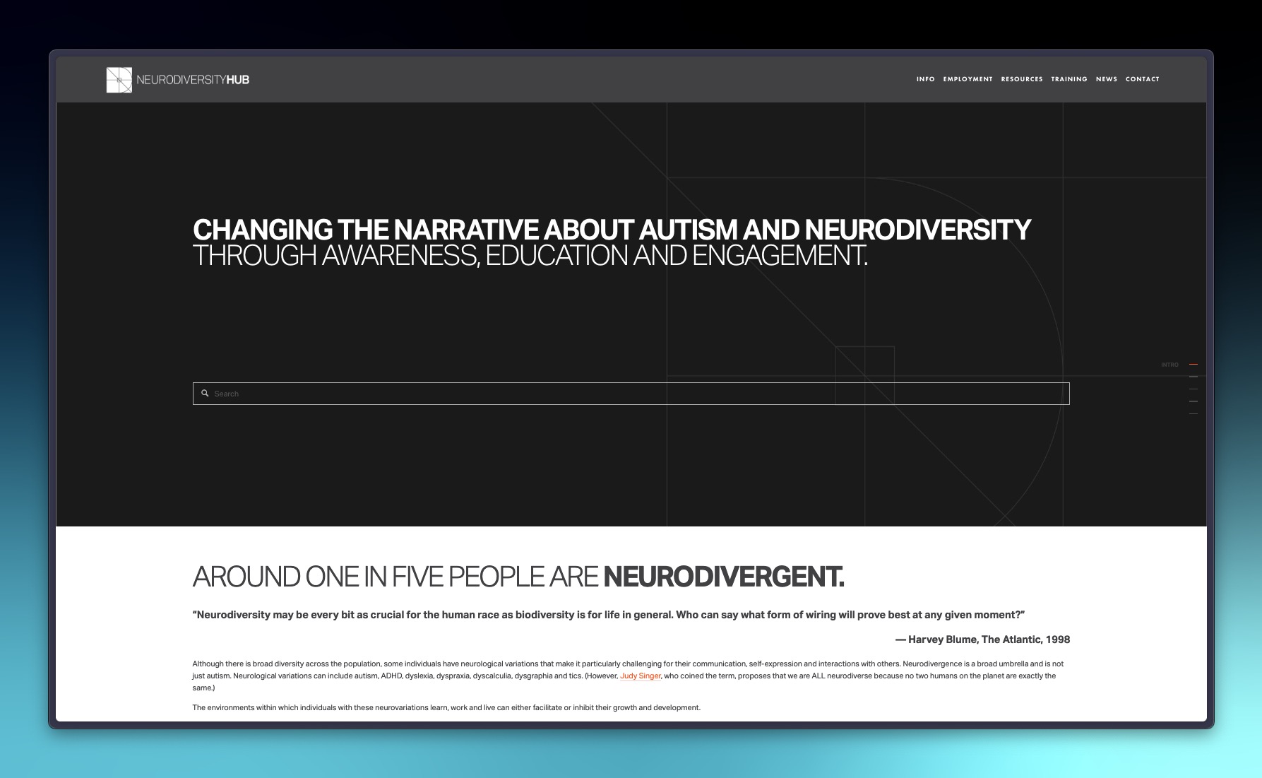 Neurodiversity Hub landing page